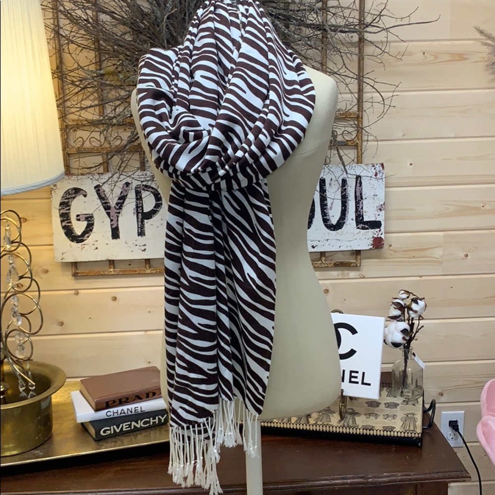 Chocolate Brown and Off white Scarf